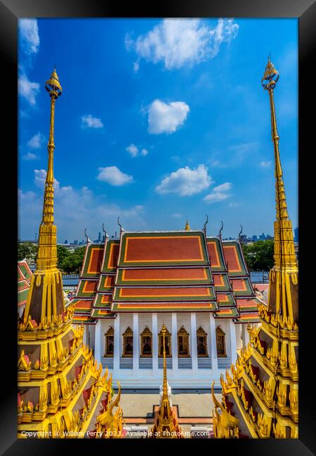 Spires Hall Loha Prasat Hall Wat Ratchanaddaram Worawihan Bangko Framed Print by William Perry