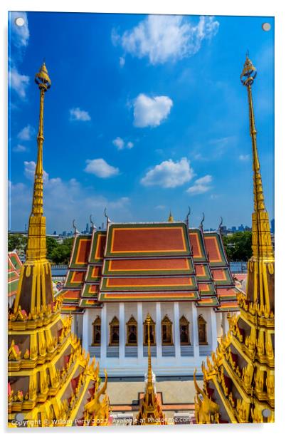 Spires Hall Loha Prasat Hall Wat Ratchanaddaram Worawihan Bangko Acrylic by William Perry