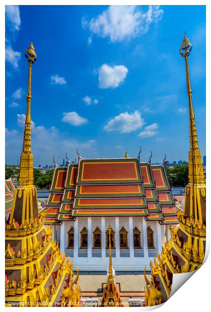 Spires Hall Loha Prasat Hall Wat Ratchanaddaram Worawihan Bangko Print by William Perry
