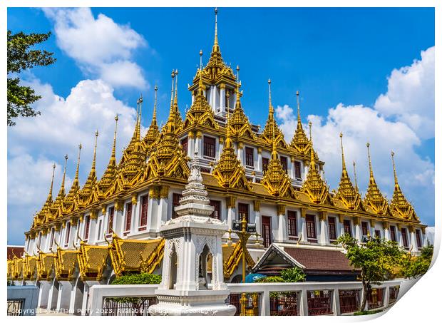 Loha Prasat Hall Wat Ratchanaddaram Worawihan Bangkok Thailand Print by William Perry