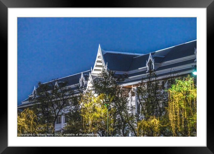 Supreme Court Illuminated Evening Bangkok Thailand Framed Mounted Print by William Perry
