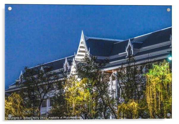 Supreme Court Illuminated Evening Bangkok Thailand Acrylic by William Perry