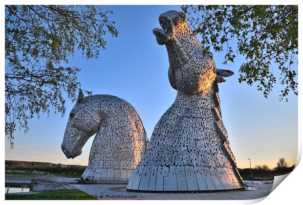 Kelpies at Sunset Print by claire chown