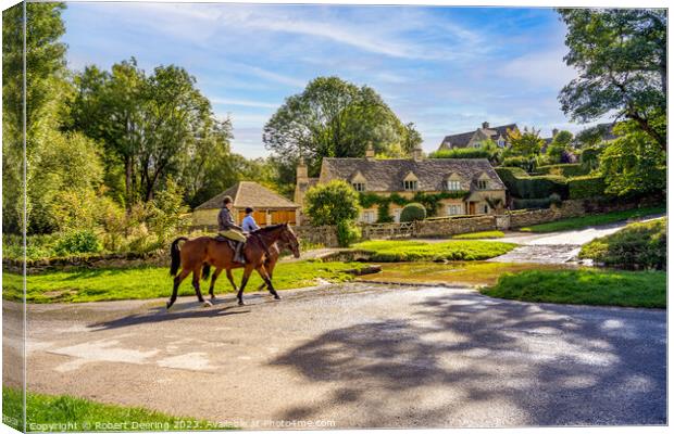 Horses at Upper Slaughter Cotswolds Canvas Print by Robert Deering
