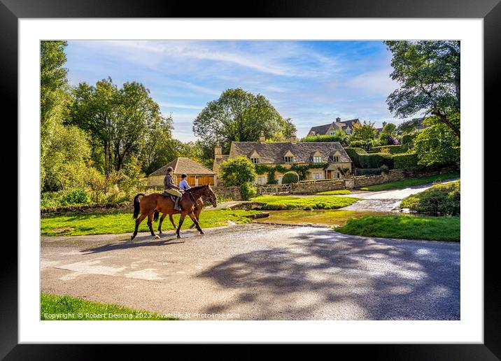 Horses at Upper Slaughter Cotswolds Framed Mounted Print by Robert Deering