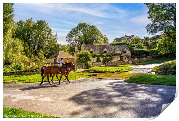 Horses at Upper Slaughter Cotswolds Print by Robert Deering