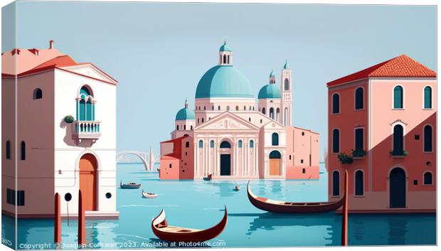 Venice, Tourist postcard of landscape topics, simple flat design Canvas Print by Joaquin Corbalan