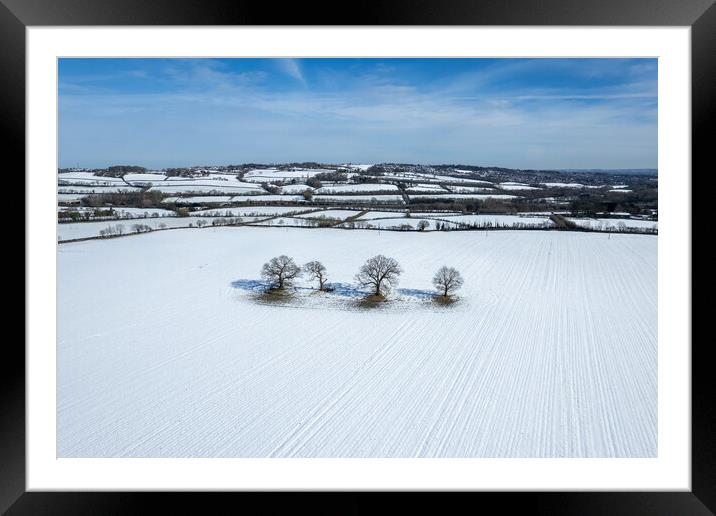 Snowy English Countryside Framed Mounted Print by Apollo Aerial Photography