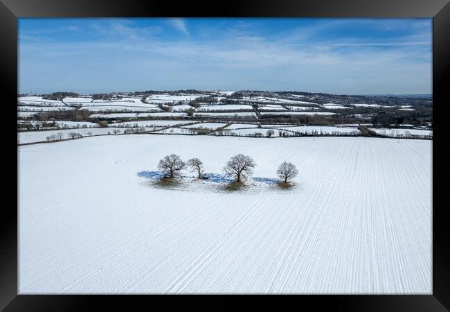 Snowy English Countryside Framed Print by Apollo Aerial Photography