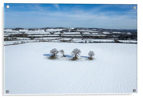 Snowy English Countryside Acrylic by Apollo Aerial Photography