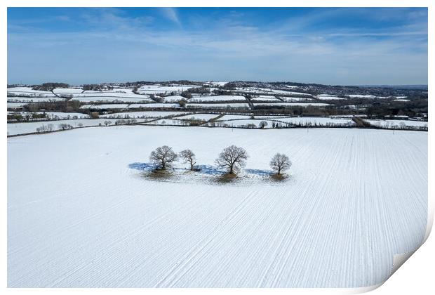 Snowy English Countryside Print by Apollo Aerial Photography
