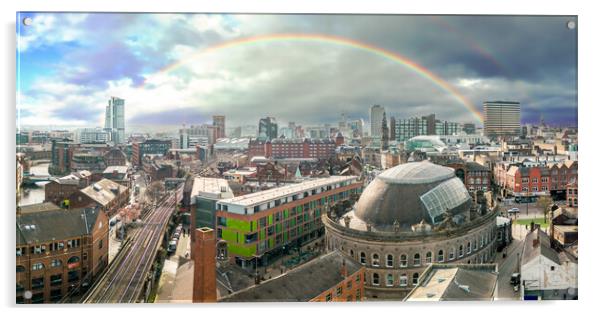 Leeds City Centre Rainbow Acrylic by Apollo Aerial Photography