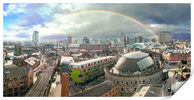 Leeds City Centre Rainbow Print by Apollo Aerial Photography