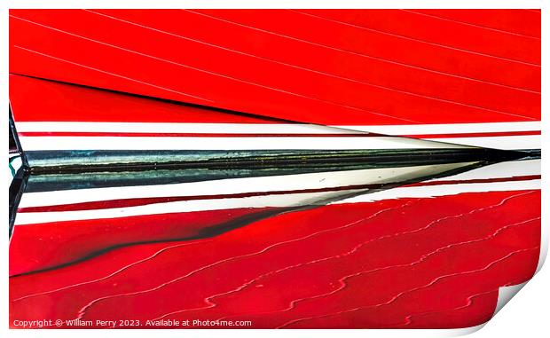 Red Sailboat Reflection Abstract Gig Harbor Washington State Print by William Perry