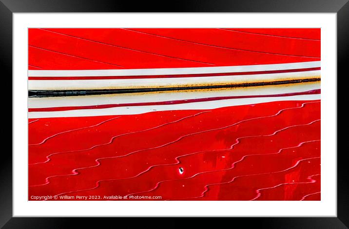 Red Sailboat Reflection Abstract Gig Harbor Washington State Framed Mounted Print by William Perry