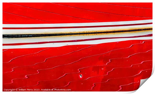 Red Sailboat Reflection Abstract Gig Harbor Washington State Print by William Perry