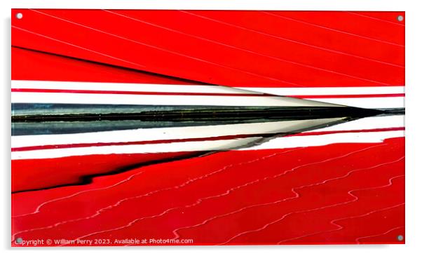 Red Sailboat Reflection Abstract Gig Harbor Washington State Acrylic by William Perry