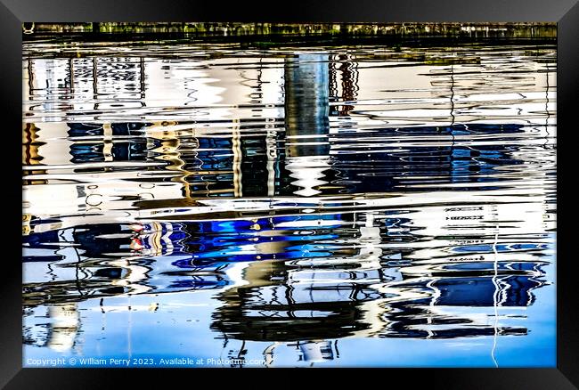 Blue White Water Reflection Abstract Gig Harbor Washington State Framed Print by William Perry