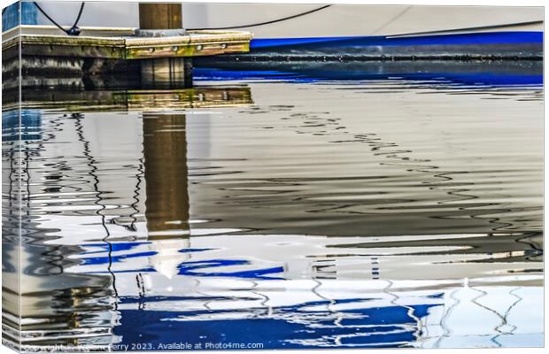 Blue White Sailboat Reflection Abstract Gig Harbor Washington St Canvas Print by William Perry