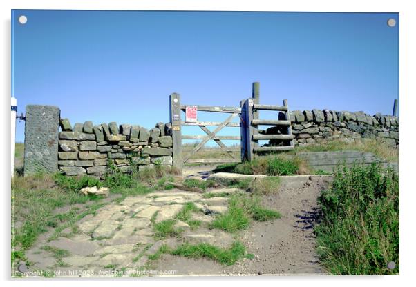 Gate and stile, curber edge, Derbyshire Acrylic by john hill