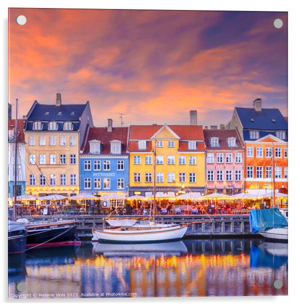 COPENHAGEN Charming Evening Mood at Nyhavn Acrylic by Melanie Viola