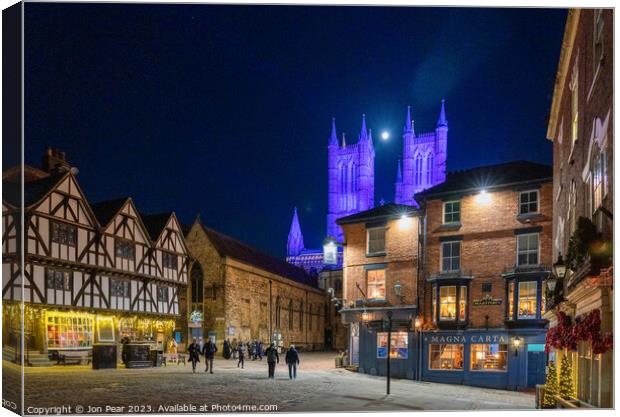 Lincoln Cathedral Quarter Canvas Print by Jon Pear