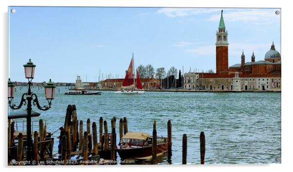 Majestic Venice Island Landscape Acrylic by Les Schofield