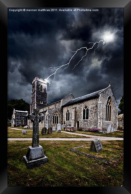 lightning strike Framed Print by meirion matthias