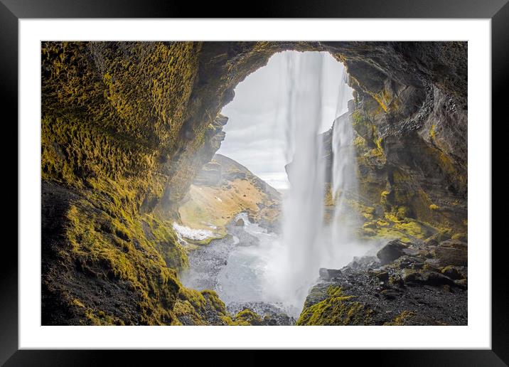 Kvernufoss Waterfall, Iceland Framed Mounted Print by Arterra 