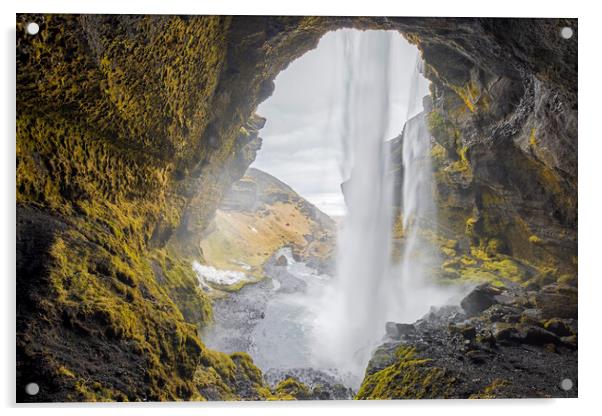 Kvernufoss Waterfall, Iceland Acrylic by Arterra 