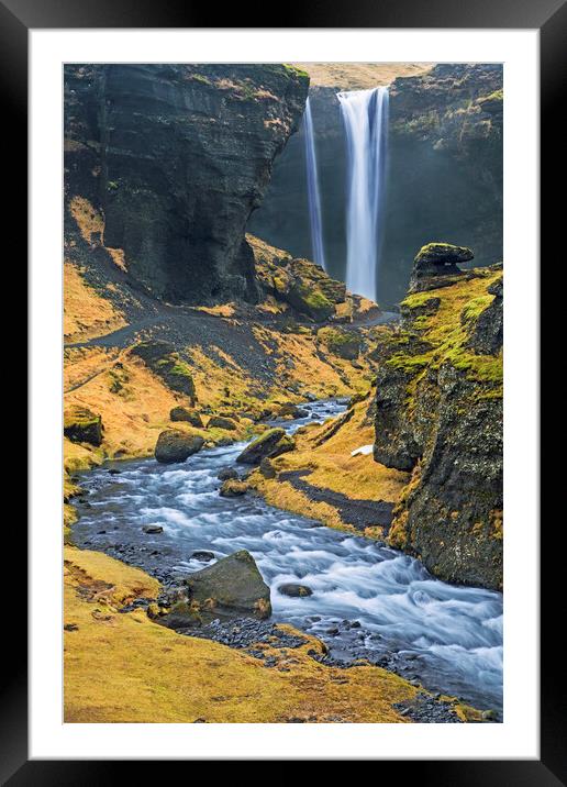Kvernufoss Waterfall, South Iceland Framed Mounted Print by Arterra 