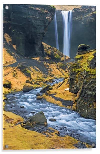 Kvernufoss Waterfall, South Iceland Acrylic by Arterra 