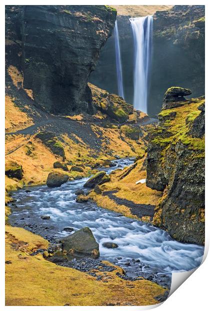 Kvernufoss Waterfall, South Iceland Print by Arterra 
