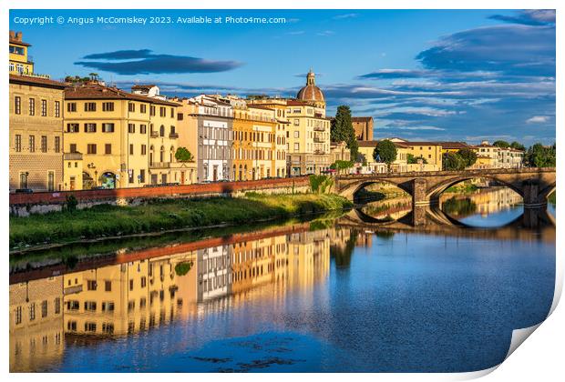 Golden hour on the Arno in Florence, Tuscany Print by Angus McComiskey