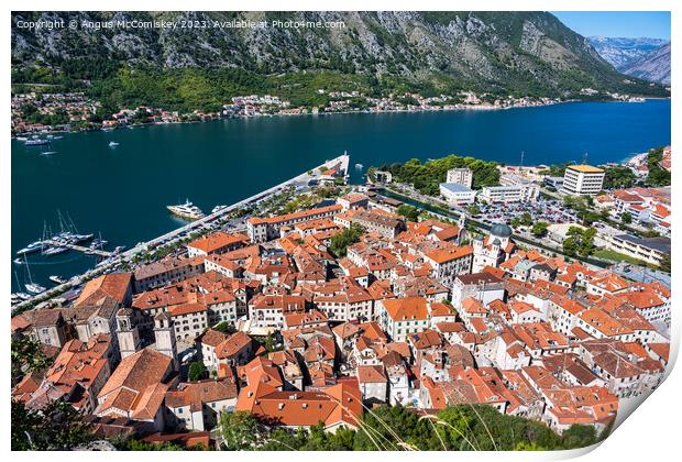 Kotor old town on the Bay of Kotor in Montenegro Print by Angus McComiskey