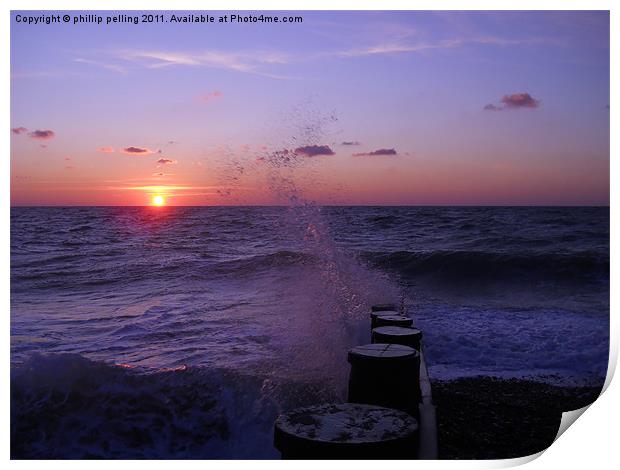 Sea spray sunrise. Print by camera man
