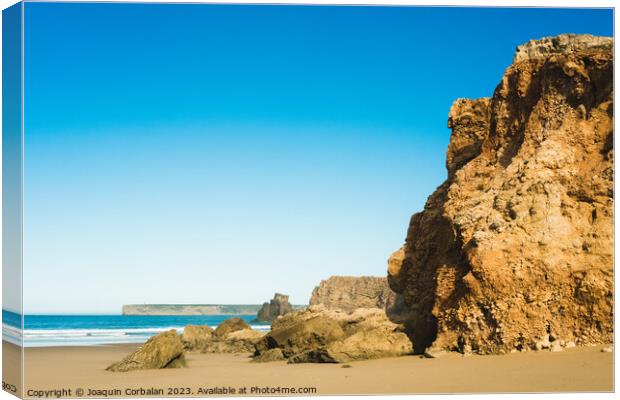 tranquil and serene ambiance of the Algarve's coastline is perfe Canvas Print by Joaquin Corbalan