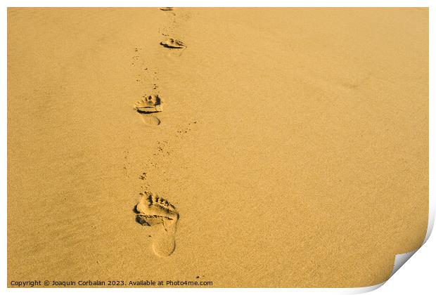 Shoreline, delicate footprints bear witness to a moment of caref Print by Joaquin Corbalan