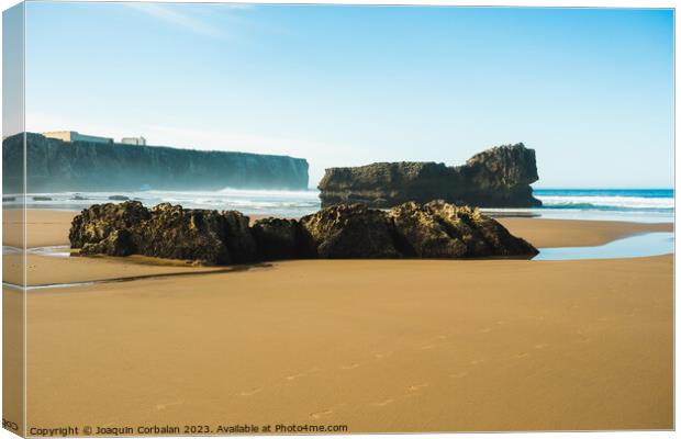 Beautiful beaches of fine sand and high, slender cliffs, one mor Canvas Print by Joaquin Corbalan