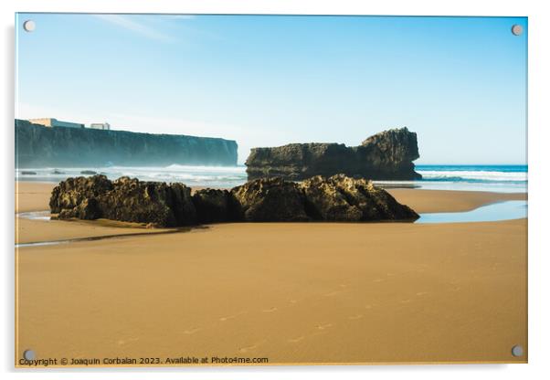 Beautiful beaches of fine sand and high, slender cliffs, one mor Acrylic by Joaquin Corbalan