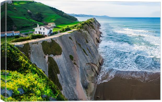View of the coast and cliffs of Zumaia a nice sunny day. Canvas Print by Joaquin Corbalan