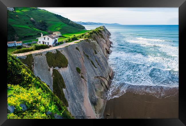 View of the coast and cliffs of Zumaia a nice sunny day. Framed Print by Joaquin Corbalan