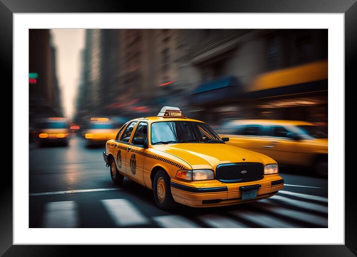 New York Yellow Cab Framed Mounted Print by Picture Wizard
