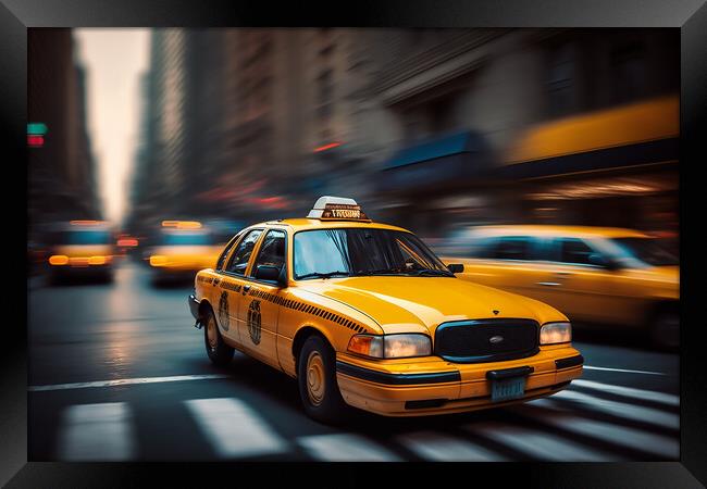 New York Yellow Cab Framed Print by Picture Wizard