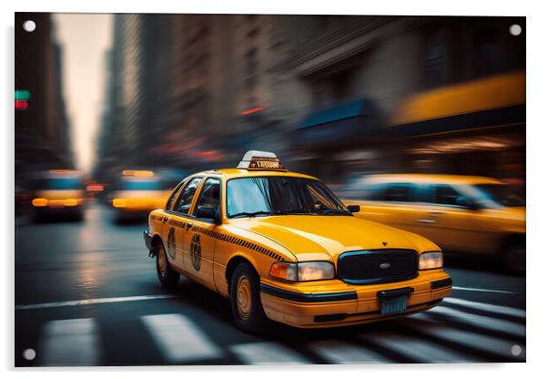 New York Yellow Cab Acrylic by Picture Wizard