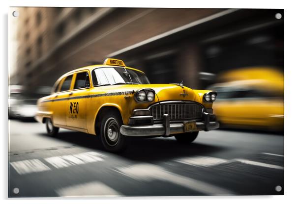 Classic Yellow New York Cab Acrylic by Picture Wizard