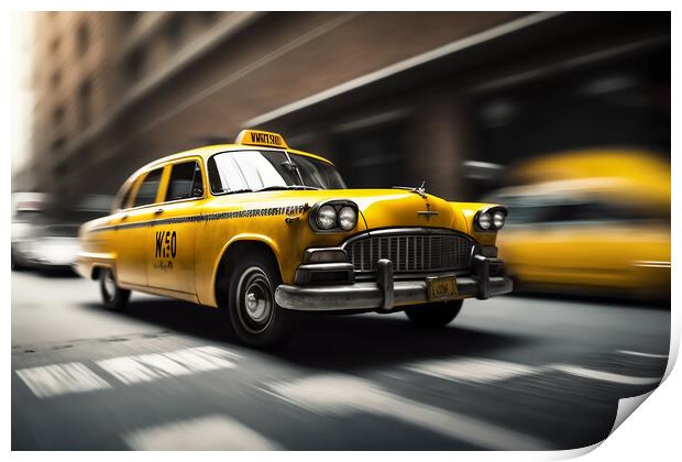 Classic Yellow New York Cab Print by Picture Wizard