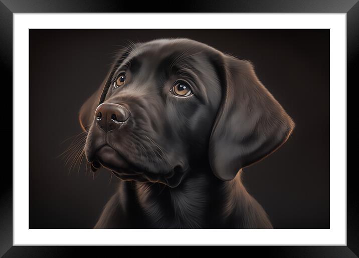 Black Lab Framed Mounted Print by Picture Wizard