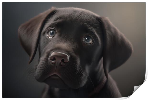 Black Labrador Pup Print by Picture Wizard