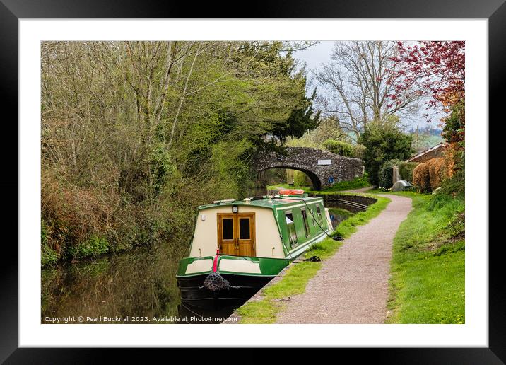 Monmouthshire and Brecon Canal Boat Framed Mounted Print by Pearl Bucknall